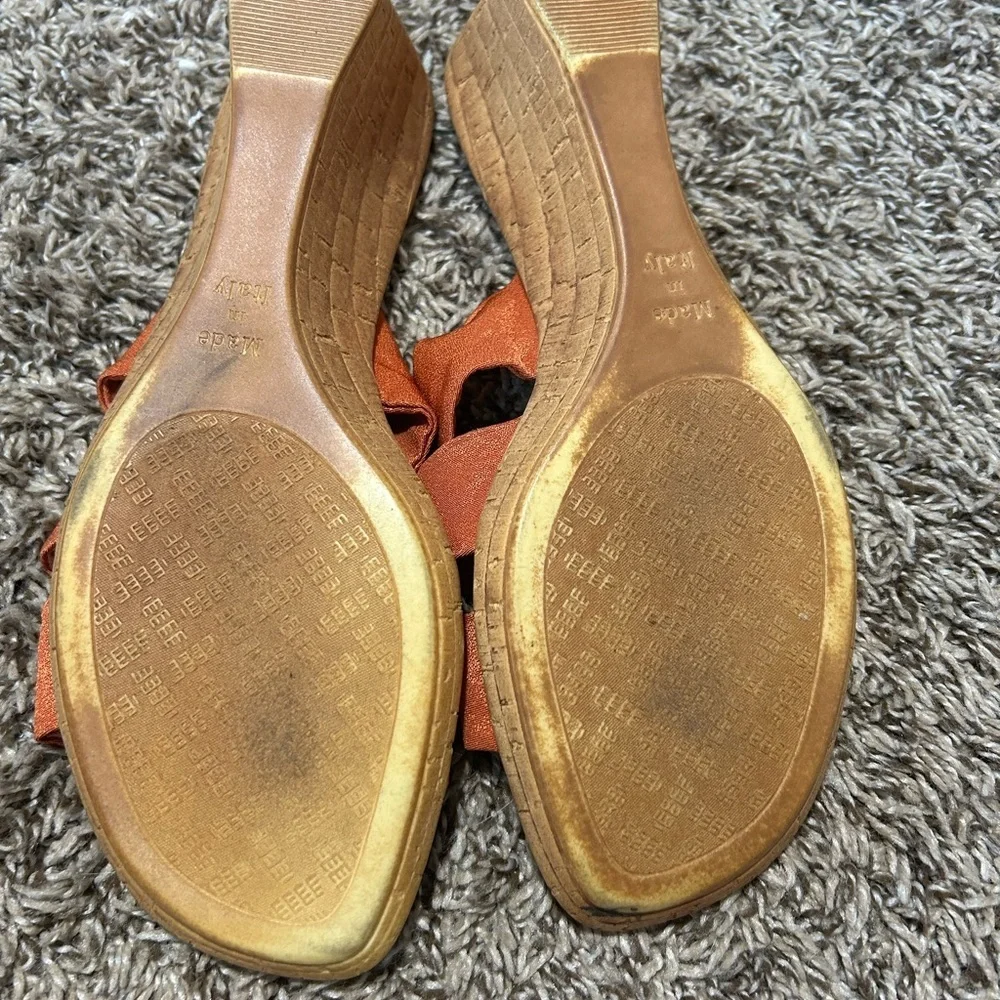 Italian Shoemakers Orange Brown Sandals with Knotted Design